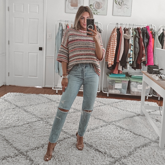 Ganni mixed knit short sleeve sweater size M - Picture 5 of 10